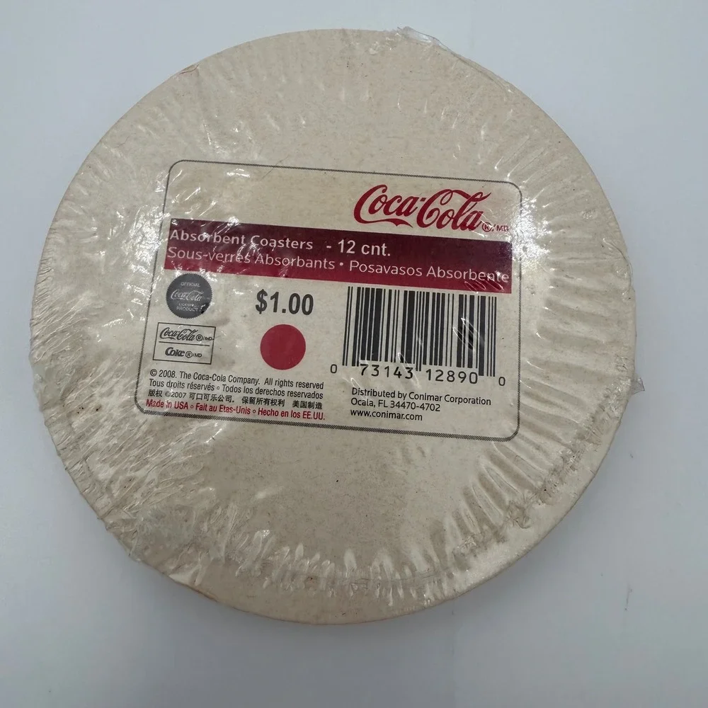 Coca Cola Absorbent Coasters 12 Count‎ Sealed 2008 Coke Bar Decor